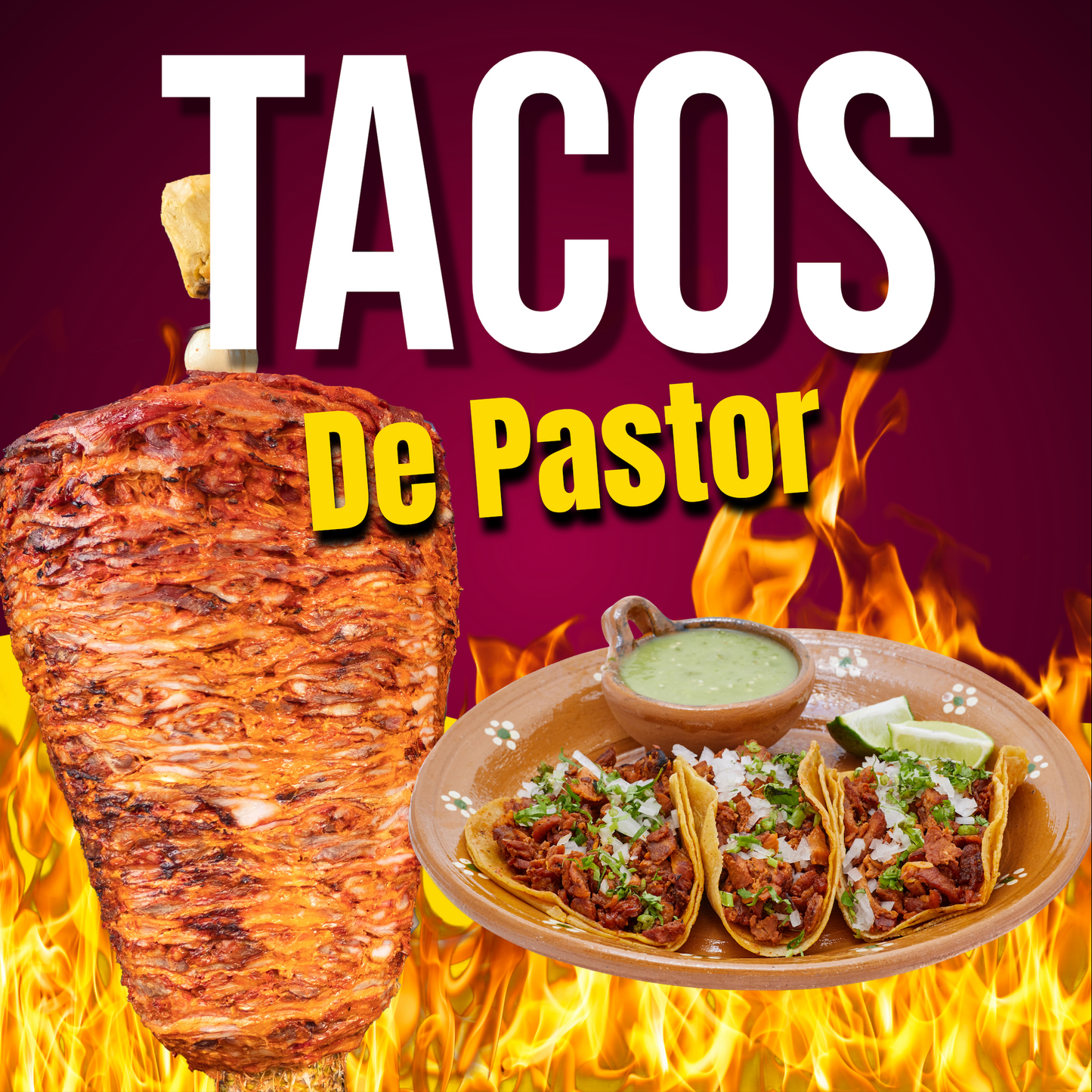 Tacos al Pastor Window Decal/Poster 24" x 24"